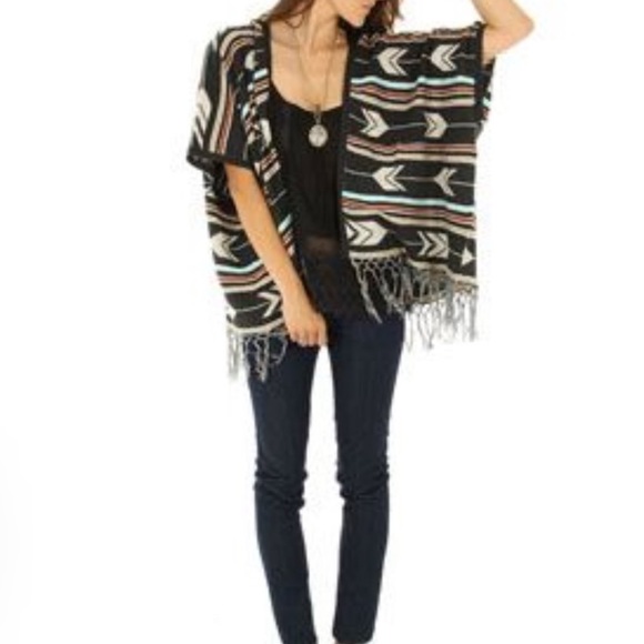 Designer’s Closet By Billabong Open Cardigan Woman’s Large Boho Tribal Print - Picture 8 of 8